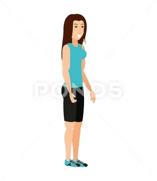 Young athletic woman avatar character Stock Illustration