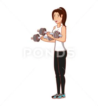 Young athletic woman with dumbbells sport Stock Illustration