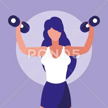 Young athletic woman lifting dumbbells Stock Illustration