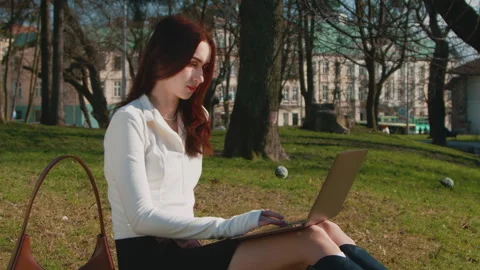Young Atractive Student Doing Homework In Central Park 4k Video Stock Footage 274722214