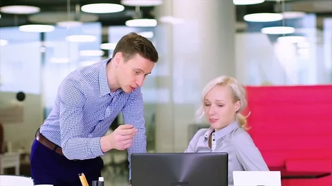 Young attractive colleagueshigh five Stock Footage 73518679