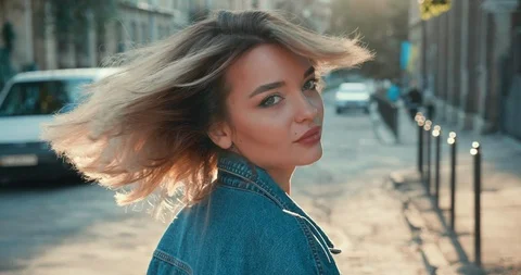 Young Attractive Female model posing in Front of Camera, Happy and Satisfied Video stock 121009859