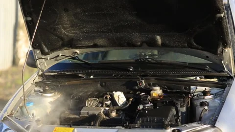 Young attractive man perfusing with water his silver car Stock Footage 91340070