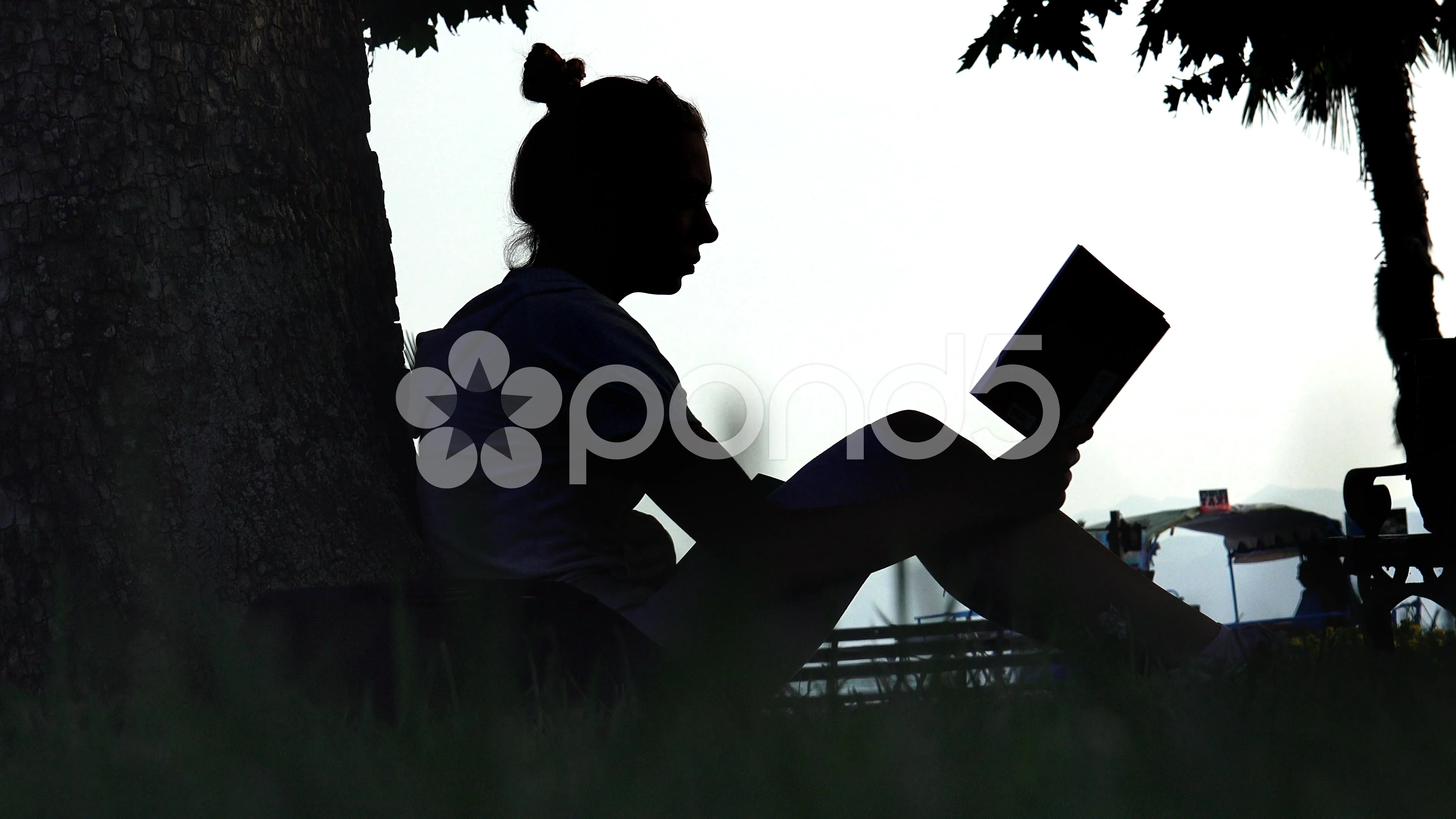 woman sitting on bench silhouette