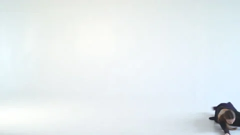 Young attractive woman dancing a dramatic dance on a white background. Contour Stock Footage 86232599