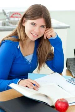 Young attrative girl studying Stock Photos