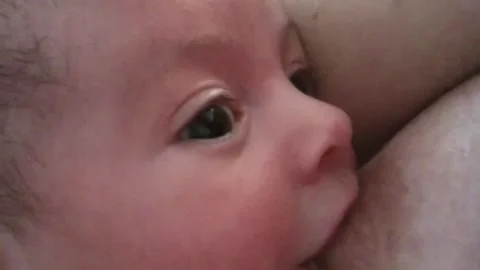 Young baby sucking milk from mother&*39;s br... | Stock Video
