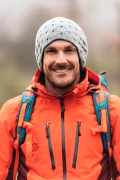 Young Backpacker enjoying of Nature. Stock Photos
