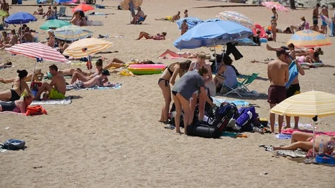 Young Backpackers at the Beach Stock Footage 88233240