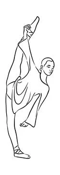 Young ballerina dancer vector Line art Stock Illustration