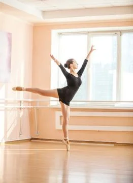 Young ballerina dancing on pointe Stock Photos