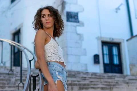 Young ballet dancer posing in the urban scenery of the city in Lisbon, Portug Stock Photos