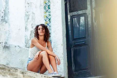 Young ballet dancer posing in the urban scenery of the city in Lisbon, Portug Stock Photos