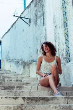 Young ballet dancer posing in the urban scenery of the city in Lisbon, Portug Stock Photos
