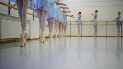 Young Ballet Students Practicing at Barre in Dance Studio Stock Footage 336024635