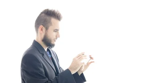 Young bearded businessman using a smartphone 库存影片 75468285