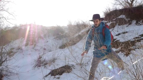Young bearded hiker Stock Footage 86926932