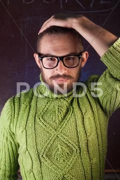 Young bearded hipster man wearing glasses Stock Photos