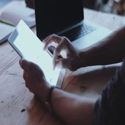 Young bearded male using tablet Stock-Footage 69287893