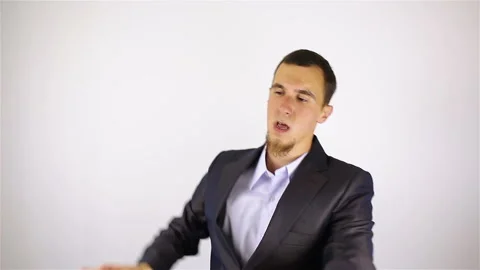 Young bearded man dancing. Stockbeeldmateriaal 92507846