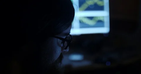 Young bearded man read from tablet closeup Stock Footage 88061853