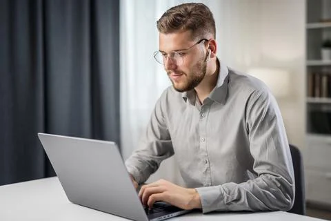 Young bearded programmer 스톡 사진