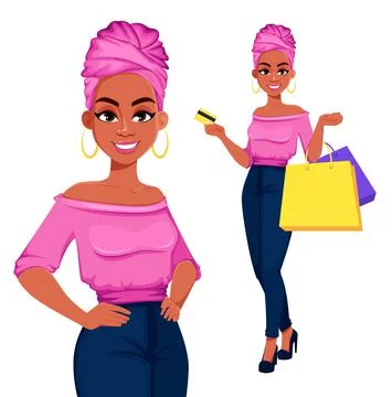 Young beautiful African American business woman Stock Illustration