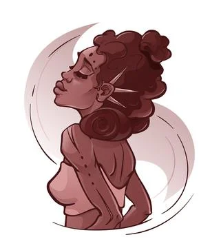Young beautiful african american woman. Head up Stock Illustration