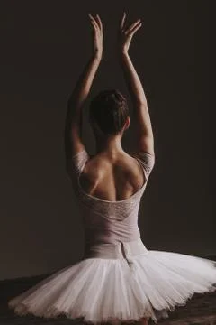 Young beautiful ballerina is posing in studio Stock-Fotos
