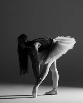 Young beautiful ballerina is posing in studio Stock Photos