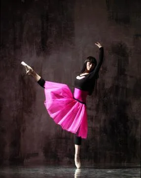 Young beautiful ballerina is posing in studio Stock Photos