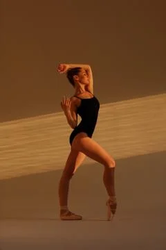 Young beautiful ballet dancer is posing in studio Stock Photos