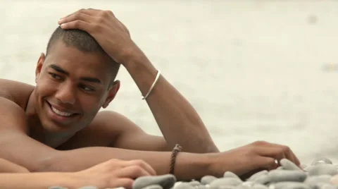 Young beautiful black man is chattering with his friend 動画素材 64514581