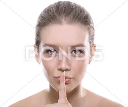 Young beautiful blonde requesting silence Stock Photos