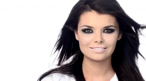 Young beautiful brunette with black scary makeup Stock Footage