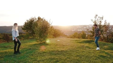 Young beautiful couple are going to meet each other Stock Footage 80436076