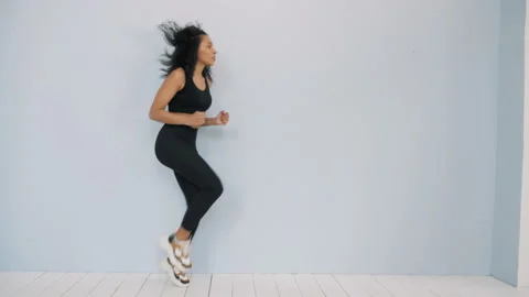 Young beautiful model jogging before training Stock Footage 161328726