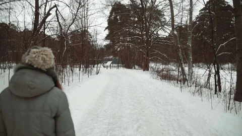 Young beautiful model posing over winter forest. Stylish fashion portrait. wood Stock Footage 73662443