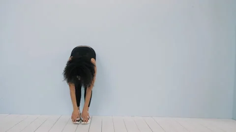 Young beautiful model stretching out before training Stock Footage 161324756
