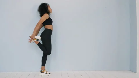 Young beautiful model stretching out before training Stock Footage 161325352