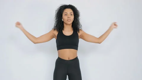 Young beautiful model stretching out before training Stock Footage 161335842