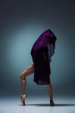 Young beautiful modern style dancer posing on a studio background Stock Photos