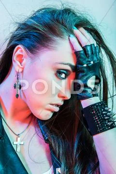Young beautiful punk girl Stock Photos