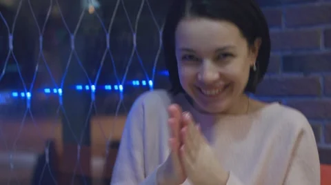 Young beautiful woman eating a dessert Stock-Footage 59087380