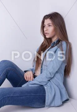 Young beautiful woman studio portrait Stock Photos