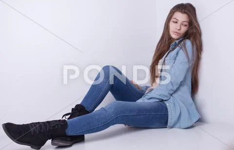 Young beautiful woman studio portrait Stock Photos