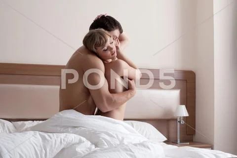 Young beauty Couple making morning sex in bedroom Stock Photos
