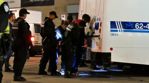 Young being search under arrest Stock Footage 120094799