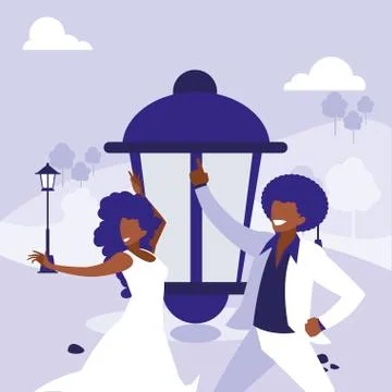 Young black couple dancing in the park Ilustração Stock
