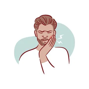A young black man with a beard has a severe toothache. A guy with bad teeth Stockillustratie